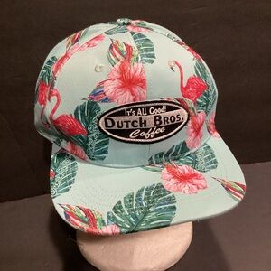 Dutch bros coffee flamingo and tropical leaves SnapBack Hat